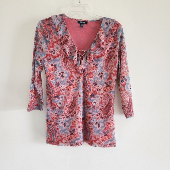 Chaps Denim Women's Floral Paisley Print Blouse Size Large - Picture 1 of 6